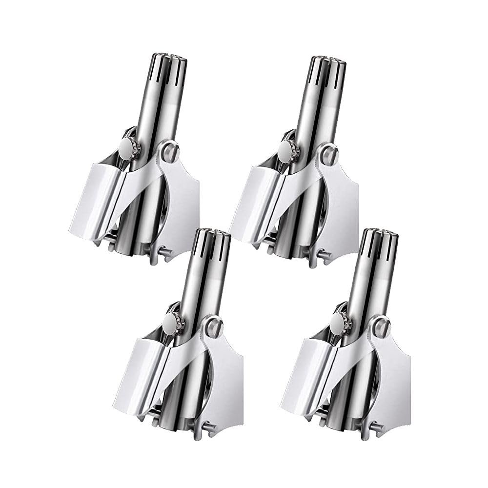 4Pcs Life optimization Stainless Steel Manual Nose & Ear Trimmer for Travel, Compact & Washable Men's Grooming Clipper for Precise, Gentle Trimming