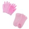 Foot Moisturising Socks and Hand Gloves Set Infused with Essential Oils  Soft Fabric Covered Silicone Socks and Gloves for Cracked Heels, Rough Skin, Cuticles (Pink) view 1