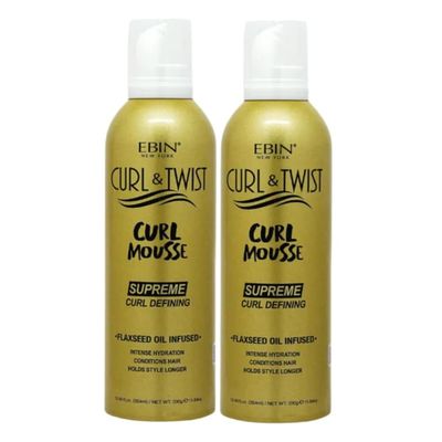 EBIN NEW YORK Braid Mousse  2x Curl & Twist Curl Mousse 354ml Defining Styling Foam for Braids, Twist-Outs, and Protective Styles  Moisturizing and Lightweight Formula  Gift Set (2 Items)