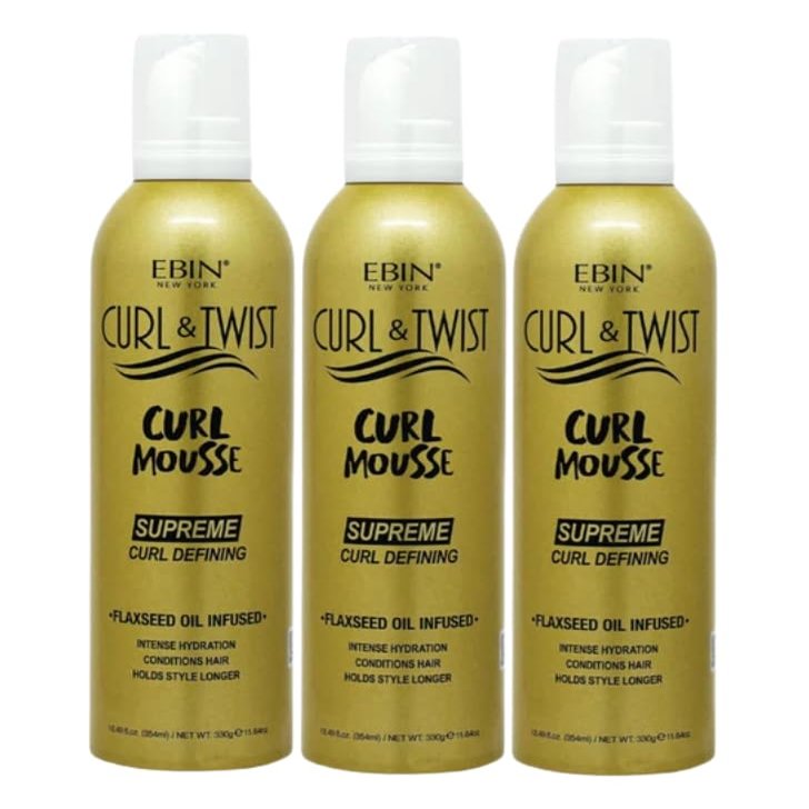 EBIN NEW YORK Braid Mousse  3x Curl & Twist Curl Mousse 354ml Defining Styling Foam for Braids, Twist-Outs, and Protective Styles  Moisturizing and Lightweight Formula  Gift Set (3 Items)