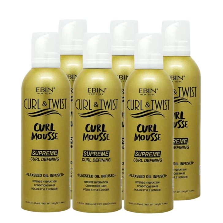 EBIN NEW YORK Braid Mousse  6x Curl & Twist Curl Mousse 354ml Defining Styling Foam for Braids, Twist-Outs, and Protective Styles  Moisturizing and Lightweight Formula  Gift Set (6 Items)