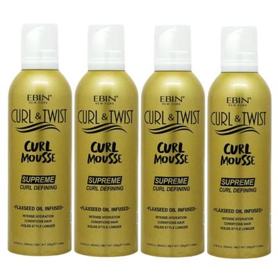 EBIN NEW YORK Braid Mousse  4x Curl & Twist Curl Mousse 354ml Defining Styling Foam for Braids, Twist-Outs, and Protective Styles  Moisturizing and Lightweight Formula  Gift Set (4 Items)