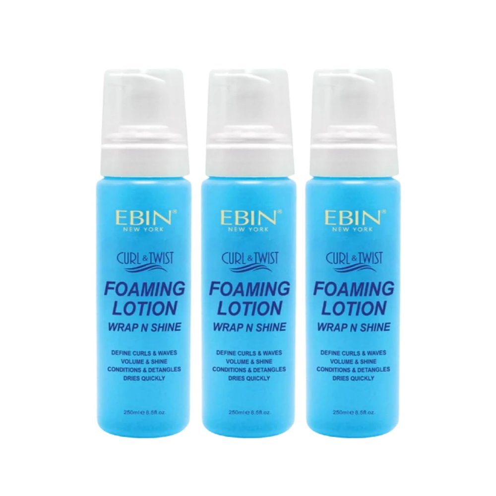 EBIN NEW YORK Setting Lotion  3x Curl & Twist Foaming Lotion Original 8.5 oz Bundle  Lightweight Formula for Defining Curls, Enhancing Shine, and Reducing Frizz  Gift Set (3 Items)