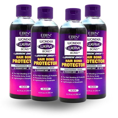 Quick Weave Protective Shield  4x Wonder Weave Bond Hair Protector (Black) 8.5oz by EBIN NEW YORK  Scalp Shield and Protective Barrier Styling and Comfortable Wear  Gift Set (4 Items)
