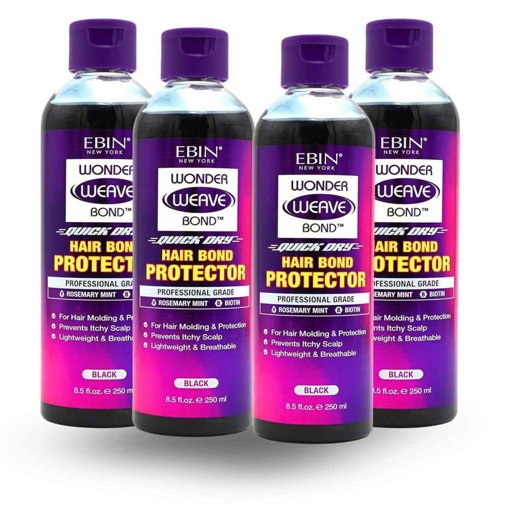 Quick Weave Protective Shield  4x Wonder Weave Bond Hair Protector (Black) 8.5oz by EBIN NEW YORK  Scalp Shield and Protective Barrier Styling and Comfortable Wear  Gift Set (4 Items)