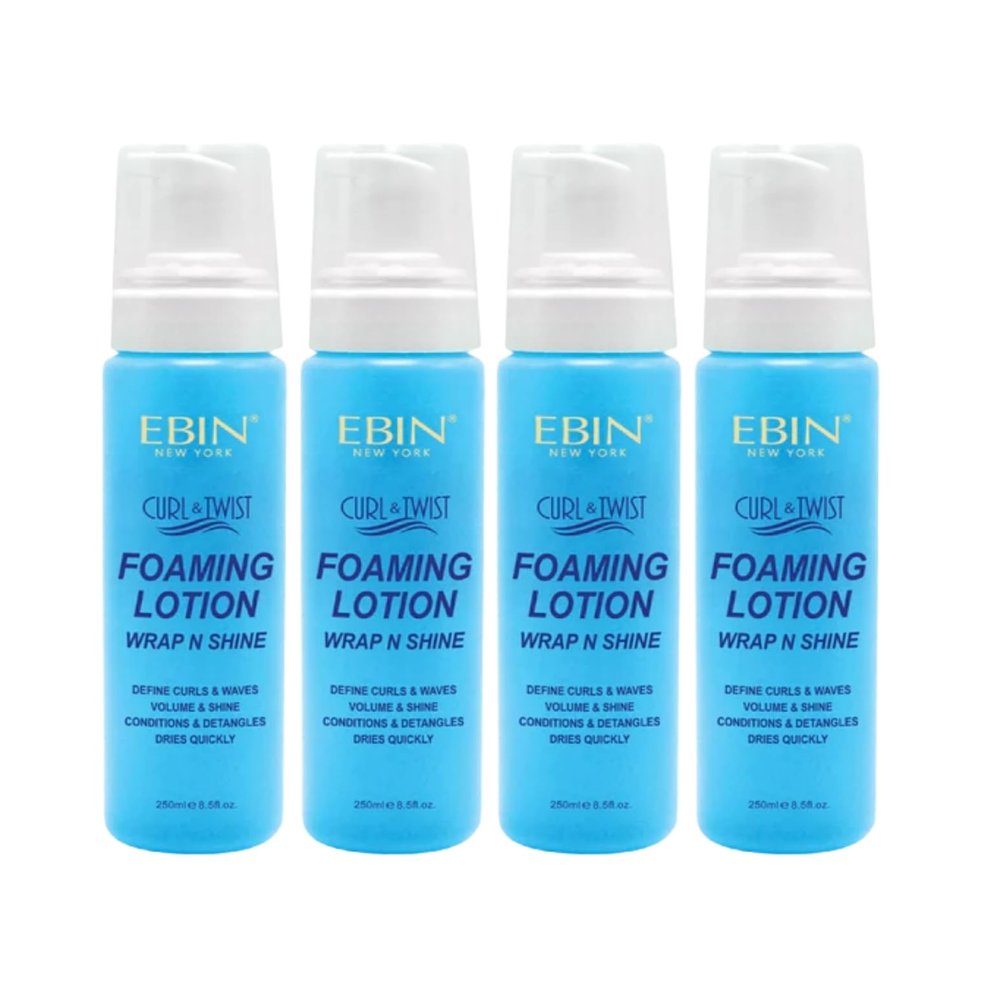 EBIN NEW YORK Setting Lotion 4x Curl & Twist Foaming Lotion Original 8.5 oz Bundle Lightweight Formula for Defining Curls, Enhancing Shine, and Reducing Frizz Gift Set (4 Items)
