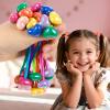 14Pcs Heart Ball Charm Hair Ties for Little Girls, Colorful Double Heart Shaped Beads Rubber Band, Elastic Bubble Hair Knockers Bands, Cute No Damage Ponytail Holders for Toddler Girl view 1
