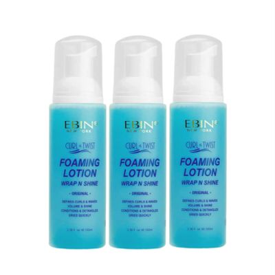 EBIN NEW YORK 3x Curl & Twist Foaming Lotion 3.38 oz Bundle  Defines and Enhances Curls, Delivers Moisture, Shine, and Lasting Hold  Gift Set (3 Items)