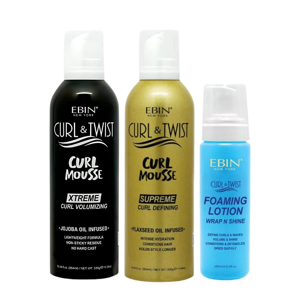 Hair Mousse  Curl & TwistCurl Mousse Volumizing 12.49 oz Bundle with MousseDefining and Curl & Twist Foaming Lotion Original 8.5 oz  CurlDefinition, Shine, Frizz Control  Gift Set (3 Items)