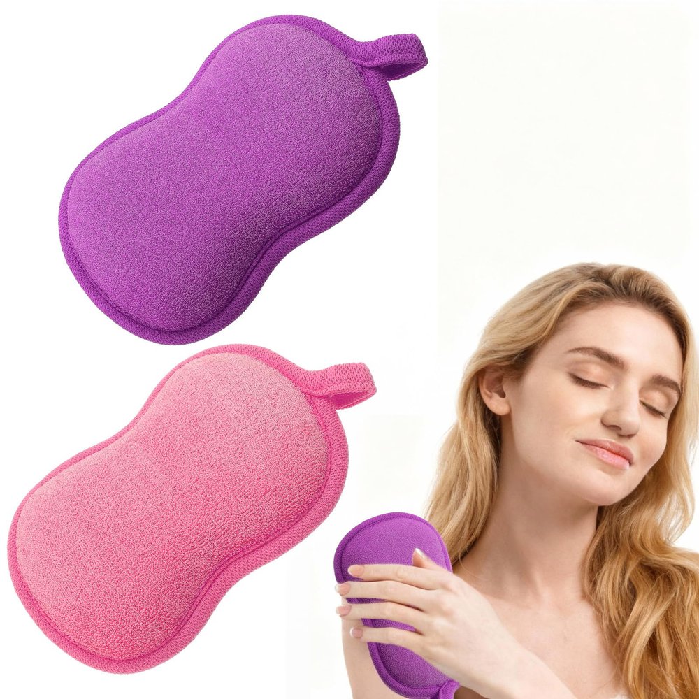 2 Pack Baby Bath Sponge Soft Shower Sponge Exfoliating Baby Sponges Absorbent Kids Gentleness Loofah Scrubber for Bathing Tool Babies Men Women Skin Type Bath Supplies Essentials