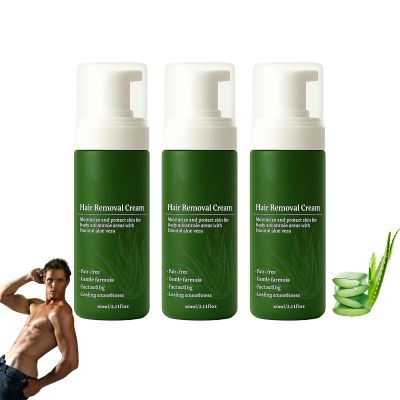 Man Hair Removal Cream with Natural Aloe Vera,Hair Removal Cream,Quick & Gentle No-Shave Hair Rehmoval Spray for Face, Body & Intimate Areas  Fast-Acting, Moisturizing & Non-sticky (3)