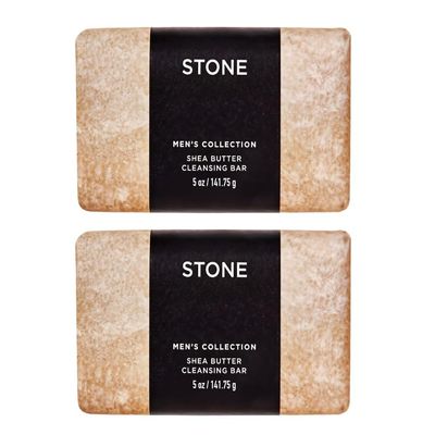 Bath and Body Stone Men's Shea Butter Cleansing Bar Soap | Pack of 2 (5oz each)