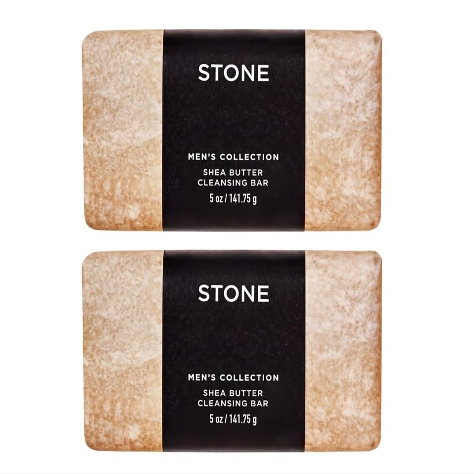 Bath and Body Stone Men's Shea Butter Cleansing Bar Soap | Pack of 2 (5oz each)