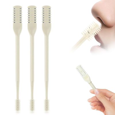 2 in 1 Nasal Hair Cutter, Nostril Hair Remover Tool Double Sided Nose Hair Knife, Manual 360 Rotating Nose Hair Trimmer with Ear Digger for Men and Women (White, 3Pcs)