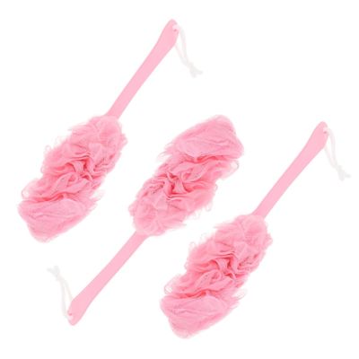 3pcs Long Handle Bath Scrubbing Brushes for Shower Body Cleaning and Exfoliation Durable Skin Massage Bath Accessories Light Pink for Relaxation and Circulation