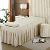 Beige,190 * 75cm(S),LDLCYCN Massage Table Bed Skirt with Elastic Band Full Wrap Beauty Salon Fitted Sheet Soft Skin-Friendly Spa Bed Cover with Hole Beauty Massage Spa Couch Cover Washable view 1