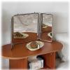 3-Way Foldable Travel Makeup Shaving Mirror with Chain & Stainless Steel Frame for Dressing Table, Desk view 2