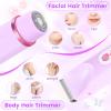 bbetyuss 2 in 1 Bikini Trimmer for Women, Dual Head Electric Rozor, Facial Hair Removal, Ipx7 Waterproof Body Shaver for Bikini Face Armpit Pubic Hair Leg Back, Easy Cleaning, Ceramic Blade (Purple) view 2