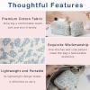 2 Pcs Quilted Cotton Makeup Bag Set, Small Aesthetic Cosmetic Bag with Floral Pattern, Cute Makeup Pouch for Purse, Kawaii Trendy Preppy Travel Toiletry Bag for Women and Girls(21 Blue Flower Set) view 4