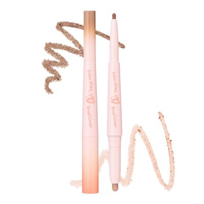 2aN Color Play Dual Liner | 2-in-1 Aegyo-sal & Shading Pencil | Long-Lasting Pearl & Matte Duo Liner for K-Idol Eye Makeup | Easy to Blend, All-Day Wear (0.006oz+0.02oz) (01 Honey Peach)