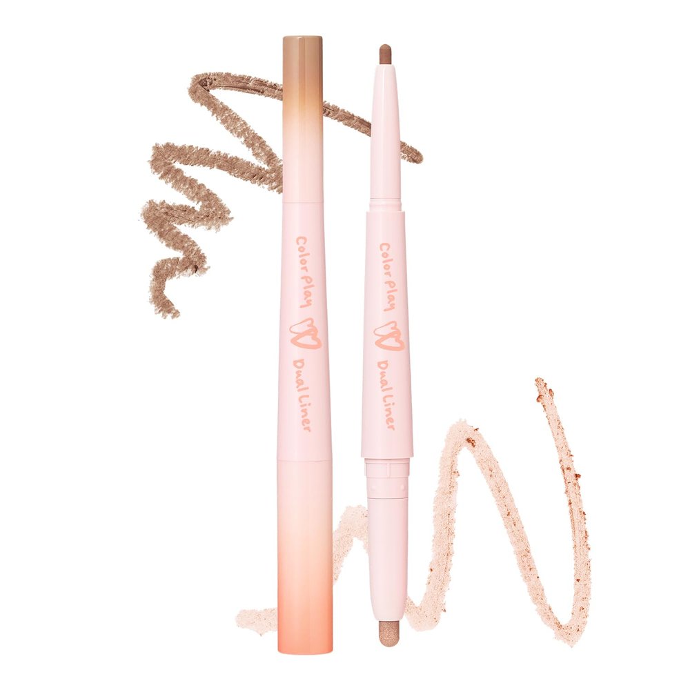 2aN Color Play Dual Liner | 2-in-1 Aegyo-sal & Shading Pencil | Long-Lasting Pearl & Matte Duo Liner for K-Idol Eye Makeup | Easy to Blend, All-Day Wear (0.006oz+0.02oz) (01 Honey Peach)