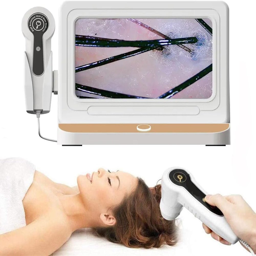 Skin Hair Analyzer, 10 Inch LCD Digital Charging Type Microscope Scalp Hair Follicle Skin, High Definition Scalp Detection, Hair Follicle Test, For Home Salon Use