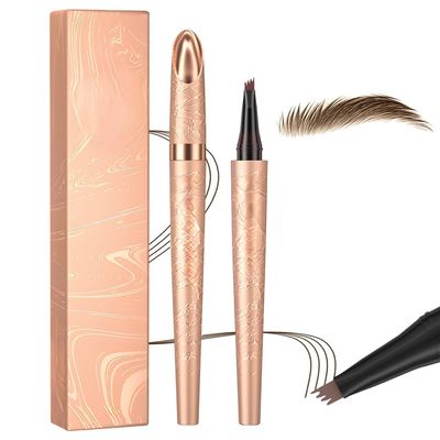 2 Pcs 2026 New Waterproof Eyebrow Pen, 3D Microblading Eyebrow Pencil, Long-Lasting Eye Brow Pencil, 4-Fork-Tip Magic Eyebrow Pen, Create Natural Hair-Like Eyebrows (Dark Brown)