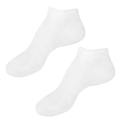 1 Pair Reusable Silicone Moisturizing Socks for Dry Cracked Feet, Spa Gel Heel Sleeves for Women & Men, Foot Care Masks to Repair Rough Skin & Calluses (1 Pair-White)