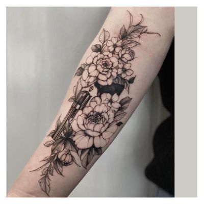 2pcs Flower Arm Herbal Tattoo Stickers For Men And Women,Lasting 2 Weeks, Semi-permanent Non-reflective, Waterproof, Fake Tattoos
