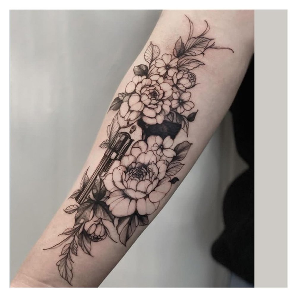 2pcs Flower Arm Herbal Tattoo Stickers For Men And Women,Lasting 2 Weeks, Semi-permanent Non-reflective, Waterproof, Fake Tattoos