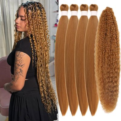 Honey Blonde Braiding Hair Pre stretched Boho Hair for Braiding Hypoallergenic Micro Curl Boho Braids Synthetic Curly Crochet Bohemian Braids Non Toxic Ez Braid Knotless Color 27