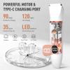 Crolanli Bikini Trimmer for Women, 3-in-1 Electric Razors for Women, IPX7 Waterproof Rechargeable Cordless Pubic Hair Shaver, with LED Display, for Ladies Bikini Pubic, Face, Underarms, Legs(White) view 2