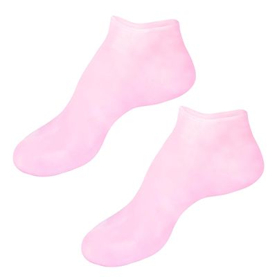 1 Pair Reusable Silicone Moisturizing Socks for Dry Cracked Feet, Spa Gel Heel Sleeves for Women & Men, Foot Care Masks to Repair Rough Skin & Calluses (1 Pair-Pink)