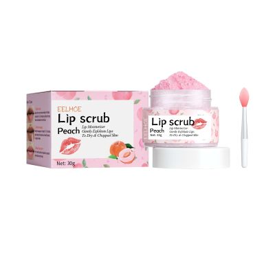 Peach Lip Scrub, Moisturizing Exfoliating Treatment for Dry Chapped Lips, Natural Ingredients with Jojoba Oil, Vitamin E, 30g with Applicator