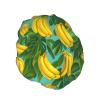 Banana and Leaf Bath Cap Reusable Waterproof Double Protects Hair Shower Cap view 2