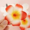 4 Pcs 7cm Hawaiian Flower Hair Clips Frangipani Plumeria Foam Head Flower Wedding for Women Girls Party Beach Hair Clip (White and red) view 3