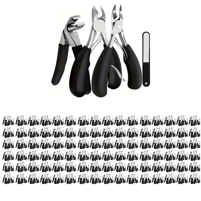 4-Piece Foot Doctor Nail Clippers, Suitable for Elderly People with Thick and Embedded Nails. Nail Clippers and Nail Scissors for Manicures. Factory Wholesale Sales. (Black, 200PACK)