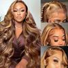 BUTMAX 250% Density Glueless Honey Blonde Lace Front Wigs Human Hair Highlight Lace Front Wig Human Hair 13x6 Ombre Lace Front Wig Pre Plucked Pre cut Not Fall Out No Knots 26 Inch view 2
