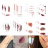24 Sheets Fake Scars Temporary Tattoos, Halloween Body Face Scar Zombie Makeup Tattoo, Realistic Fake Bloody Scratch Wound Scar Stickers for Halloween Cosplay Party view 2