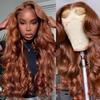 AMIRTY 250 density 36 Inch Dark Ginger Wig Human Hair Pre Plucked 13x4 Auburn Colored Lace Front Wigs Body Wave Glueless Wigs Human Hair HD Lace Frontal Reddish Brown Human Hair Wig view 1