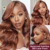 AMIRTY 250 density 36 Inch Dark Ginger Wig Human Hair Pre Plucked 13x4 Auburn Colored Lace Front Wigs Body Wave Glueless Wigs Human Hair HD Lace Frontal Reddish Brown Human Hair Wig view 2