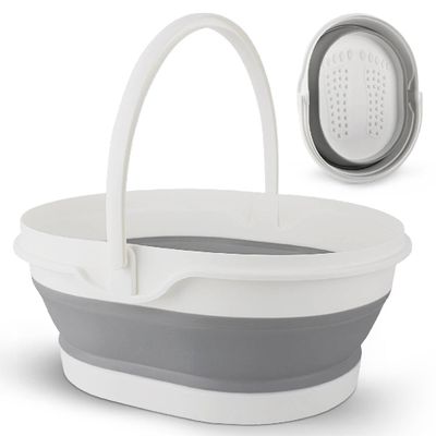 Collapsible Foot Soaking Tub for Foot Bath Soak Spa, Foot Tub for Soaking Feet Massager Health Care, Plastic Bucket with Handle Wash Basin Laundry Basket for Travel Beach RV, Gifts for Women Parents