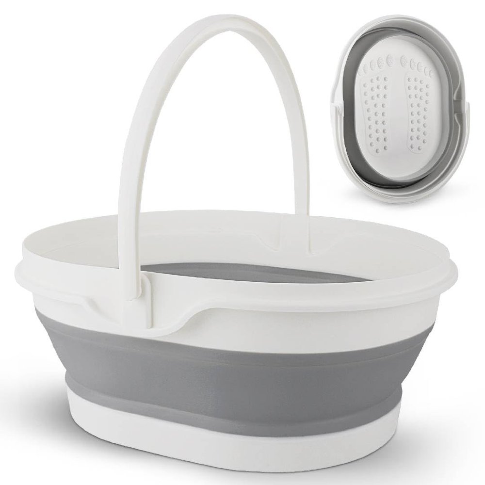 Collapsible Foot Soaking Tub for Foot Bath Soak Spa, Foot Tub for Soaking Feet Massager Health Care, Plastic Bucket with Handle Wash Basin Laundry Basket for Travel Beach RV, Gifts for Women Parents