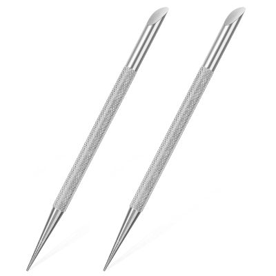 Clofiak 2Pcs Nail Cleaning Cuticle Stick Tool, Stainless Steel Pusher