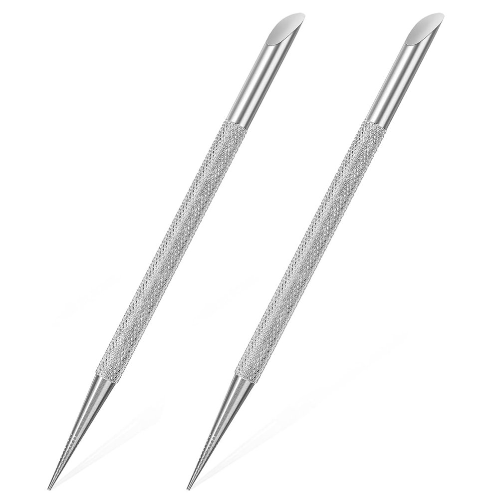 Clofiak 2Pcs Nail Cleaning Cuticle Stick Tool, Stainless Steel Pusher