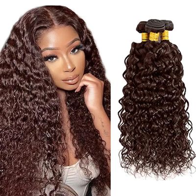 Condescension Brazilian Bundles Human Hair 24 26 28 Inch Water Wave Human Hair Bundles 100% Unprocessed Remy Brazilian Virgin Wet and Wavy Hair Chocolate Brown 4 for Women