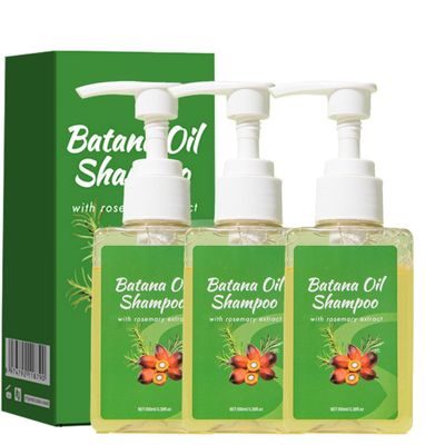 3 * 100mlBatana Oil Shampoo - Sustainable Palm Kernel & Rosemary Formula, Daily Hydration for All Hair Types with Precision Pump, Back to School Dorm Essentials & College Care Kit