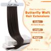 Full Shine Butterfly Weft Hair Extensions Real Human Hair 22 Inch 50 G Color Dark Brown Genius Weft Extensions Seamless Micro Beads Human Hair for Women view 2