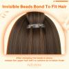 Full Shine Butterfly Weft Hair Extensions Real Human Hair 22 Inch 50 G Color Dark Brown Genius Weft Extensions Seamless Micro Beads Human Hair for Women view 4