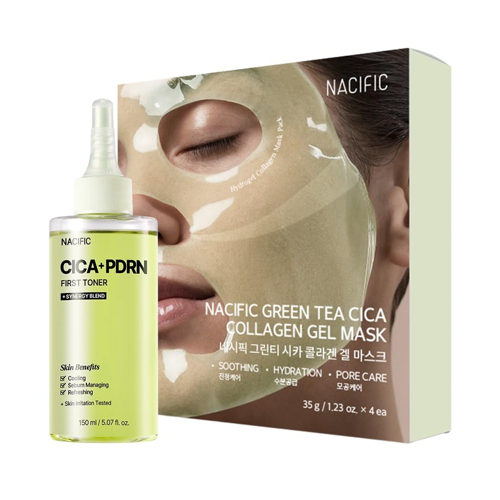 NACIFIC Cica Cooling & Soothing Duo - Green Tea Cica Gel Sheet & Cica PDRN Toner